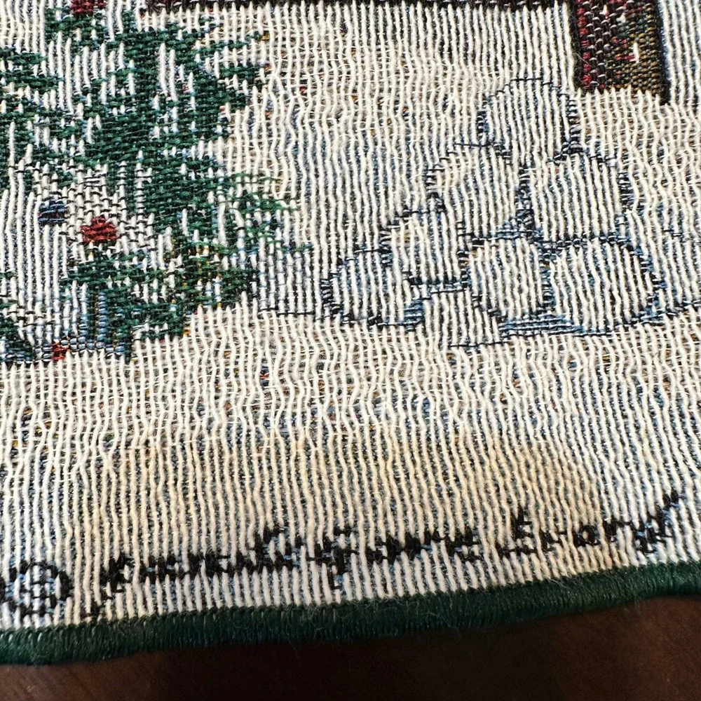 Christmas Snowman Table Runner Tapestry Winter Scene Home Decor 72